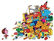  À quoi on joue ou comment bien choisir un jeu pour son enfant - Supplément pour les parents Pomme d'Api - Octobre 2014 - Illustrations Pierre Fouillet.