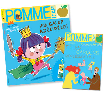 “Filles-garçons, une même éducation ?”, supplément pour les parents du magazine Pomme d’Api, mars 2018. Texte : Anne Bideault. Illustrations : Séverine Assous.