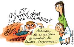 “Relations frères-sœurs : quand faut-il s'en mêler ?” Texte : Anne Bideault - Illustrations : Peter Elliott - Supplément pour les parents du n° 599 de Pomme d’Api, janvier 2016