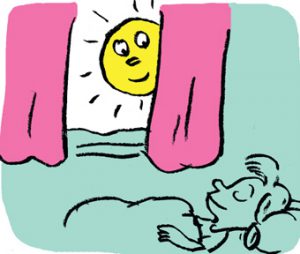 “Allez au lit ! Enquête au pays du sommeil”, supplément pour les parents du magazine Pomme d'Api, octobre 2016. Texte : Anne Bideault, illustrations : Muzo.