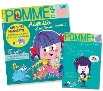 Couverture du magazine Pomme d'Api n°637, mars 2019, et son supplément pour les parents.