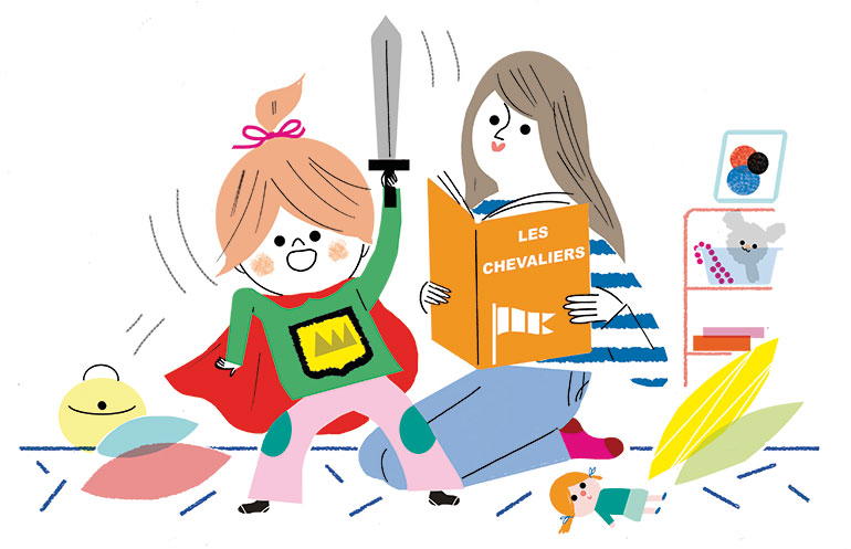 “Lire avec son enfant, pourquoi c'est important”, supplément pour les parents du magazine Pomme d'Api n°647, janvier 2020. Texte : Joséphine Lebard. Illustrations : Sophie Bouxom.