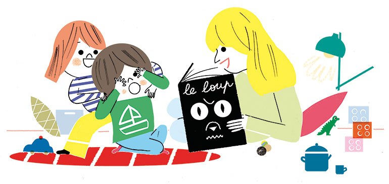 “Lire avec son enfant, pourquoi c'est important”, supplément pour les parents du magazine Pomme d'Api n°647, janvier 2020. Texte : Joséphine Lebard. Illustrations : Sophie Bouxom.