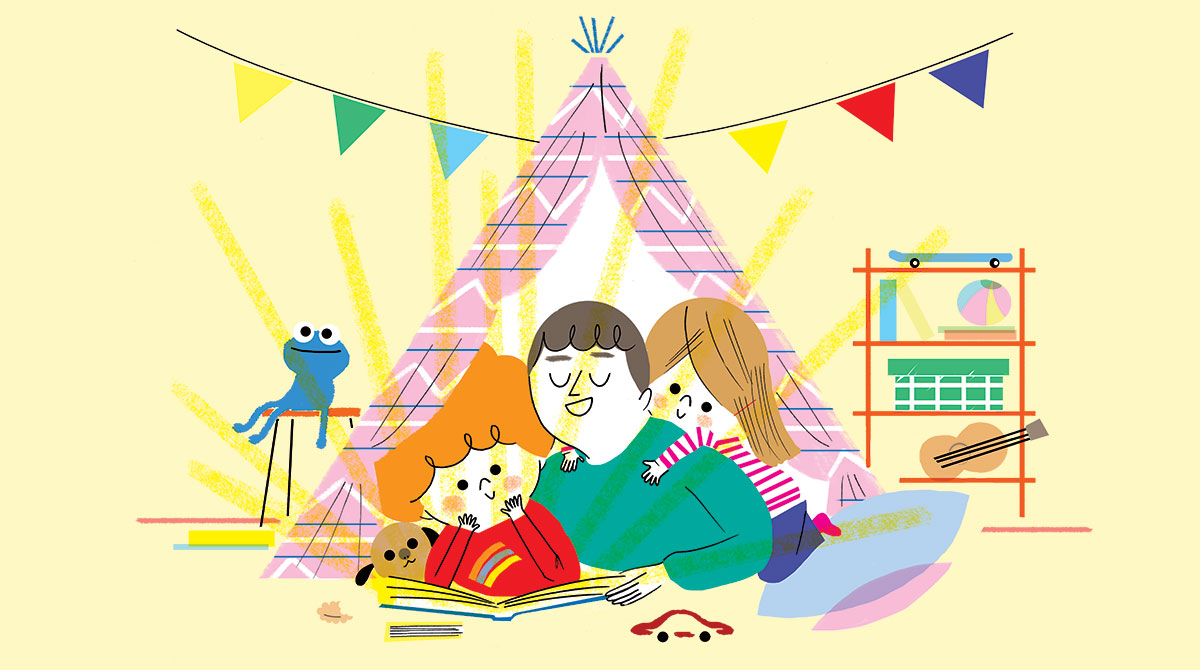 “Lire avec son enfant, pourquoi c'est important”, supplément pour les parents du magazine Pomme d'Api n°647, janvier 2020. Texte : Joséphine Lebard. Illustrations : Sophie Bouxom.