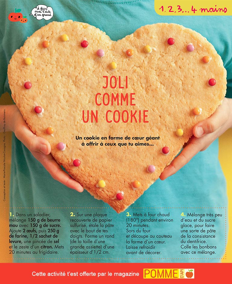 « Joli comme un cookie », Pomme d’Api n°652, juin 2020. Conception et texte : Marie-Pascale Nicolas-Cocagne. Photo : Geoffroy de Boismenu.