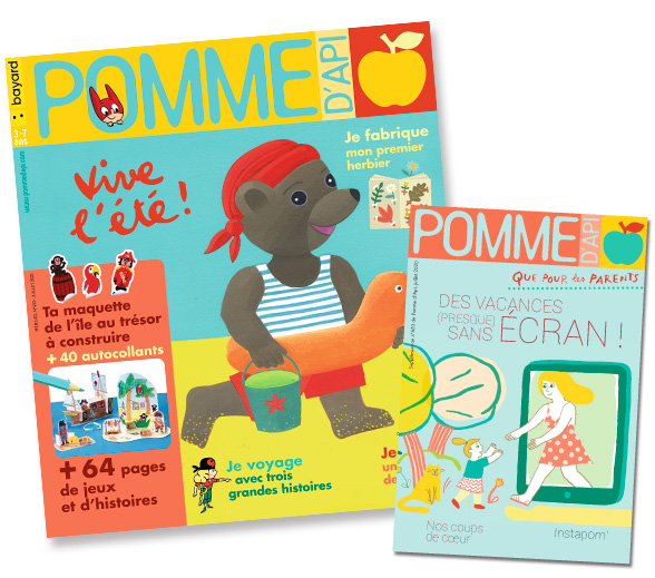 Couverture du magazine Pomme d'Api et son supplément pour les parents, n°653, juillet-août 2020