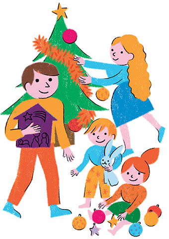 “La crèche de Noël : tradition culturelle ou symbole chrétien ?”, supplément pour les parents du  magazine Pomme d’Api n°658, décembre 2020. Texte : Anne Bideault.  Illustrations : Claire Perret.