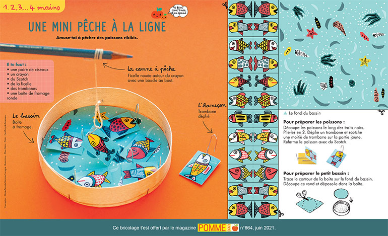 Jeu de pêche à la ligne pour jeune enfant, DIY par Alice Gerfault