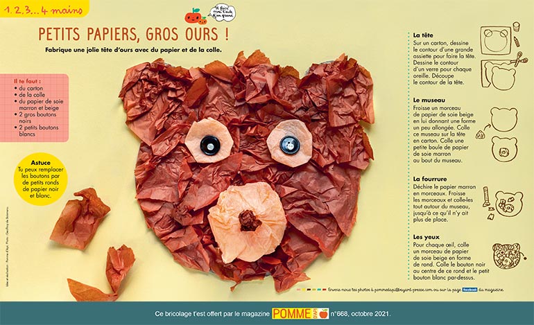 Bricolage : petits papiers, gros ours ! . Photo : Geoffroy de Boismenu.