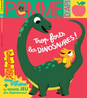 Couverture du magazine Pomme d'Api, n°674, avril 2022 - Trop forts les dinosaures !