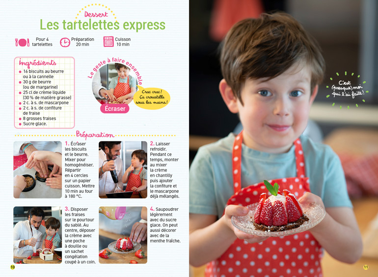 “Dessert : les tartelettes à la fraise express de Grégory Cohen”, supplément pour les parents du magazine Pomme d'Api n°677, juillet 2022. Photos : Benoît Teillet.