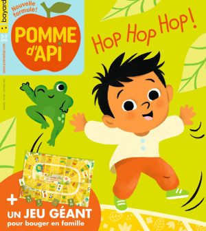 Couverture du magazine Pomme d'Api n°680, octobre 2022 - Hop, hop, hop ! - Un jeu géant pour bouger en famille