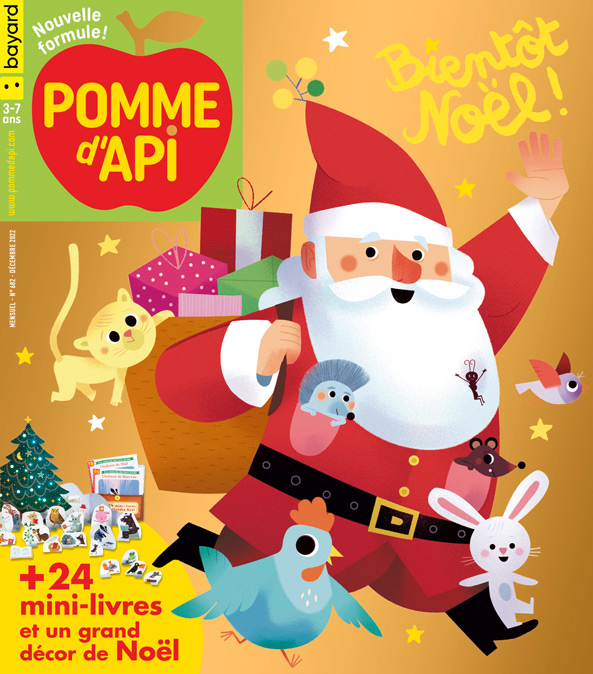Couverture du magazine Pomme d'Api n°682, décembre 2022 - Bientôt Noël - 24 mini-livres et un grand décor de Noël