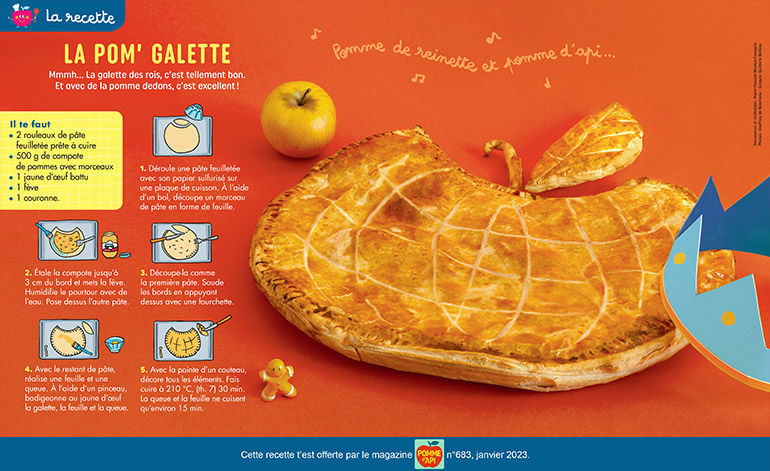 Recette : la pom’ galette, Pomme d'Api n° 683, janvier 2023. Photo : Geoffroy de Boismenu. Croquis : Quitterie Belleau.