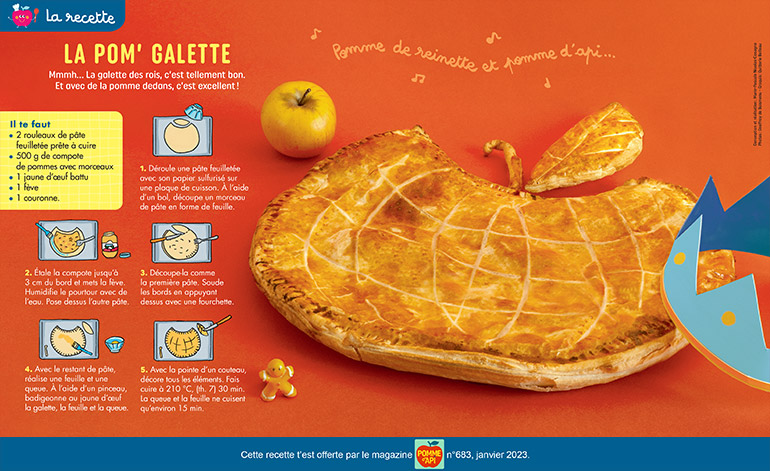 Recette : la pom’ galette, Pomme d'Api n° 683, janvier 2023. Photo : Geoffroy de Boismenu. Croquis : Quitterie Belleau.