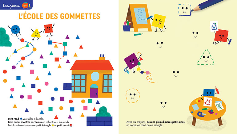 L’école des gommettes, Pomme d’Api n°691, septembre 2023. Illustrations : Vincent Mathy.