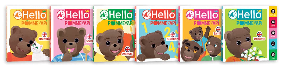 Hello Pomme d'Api - 6 volumes : les animaux, la nourriture, les couleurs, les chiffres, la famille, les saisons.