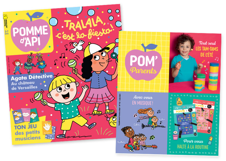 Couverture du magazine Pomme d'Api n°712, juin 2025 et son supplément pour les parents.