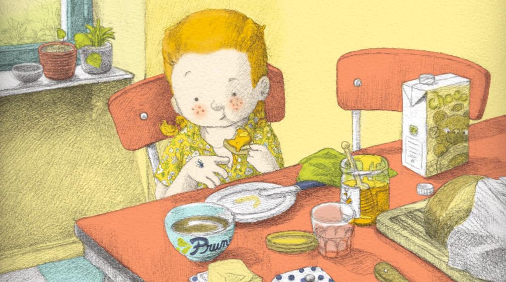 Image extraite de la Petite Histoire : « Pas gênés ! », une histoire écrite par Rémi Chaurand, illustrée par Sibylle Delacroix et lue par Rémi, publiée dans le magazine Pomme d'Api n° 714, août 2025.